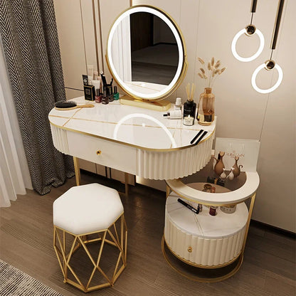 Luxury Charm Dressing Table Luxury Nordic Salon Drawer Nordic Dressing Table Mirror Chair Storage Coiffeuse Furniture Makeup