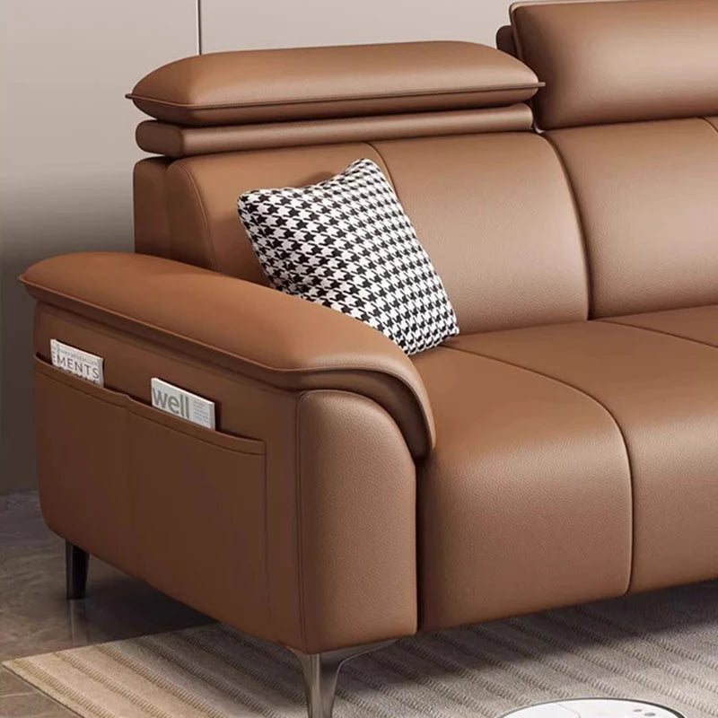 Italian Brown Living Room Sofas Antique Leather Modern Armchair Lazy Sofas Lounges Sleeper Daybed Divano Soggiorno Furniture