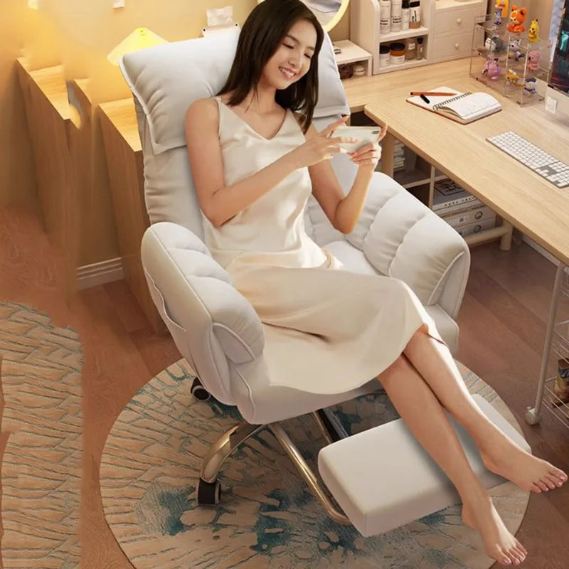 Fancy Rotating Relax Office Chair Low Price Design Comfy Computer Office Chair Cute White Modern Sandalye Salon Furniture