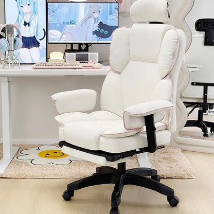 Luxairy Executive Office Chair Armpad Fancy White Design Comfy Mobile Chair Ergonomic Modern Sillas De Oficina Office Furniture