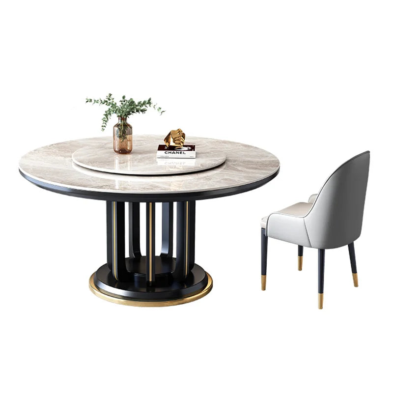 6 Seater Round Dining Table Luxury Modern Elegant Rotating Dining Table Waterproof Design Mesa Comedor Decoration Accessories