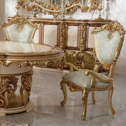 Luxurious Italian Baroque style restaurant set with rice cabinets palazzo hand-carved table chairs