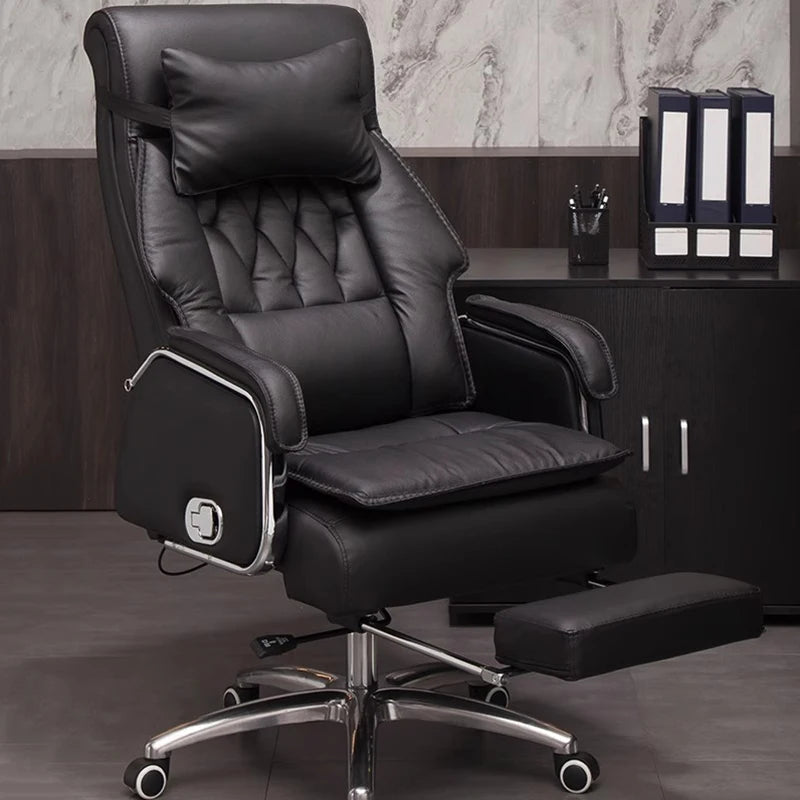 Luxury Genuine Leather Executive Office Chair Massage Business Desk Gaming Pc Chair Bedroom Silla Gemer Office Furniture AA