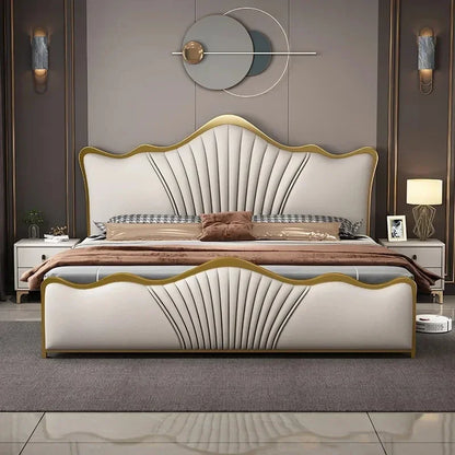 Luxury Queen Double Bed Modern Princess Whitr Wood Headboard Frame Double Beauty Bed Boys Sleeping Cama Lounge Suite Furniture