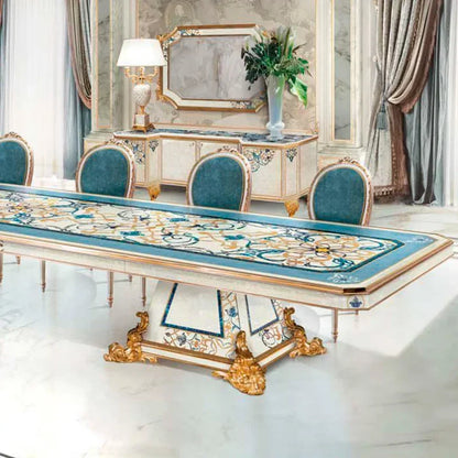 European solid wood shell rectangular dining table French luxury villa large family dining table and chair customization