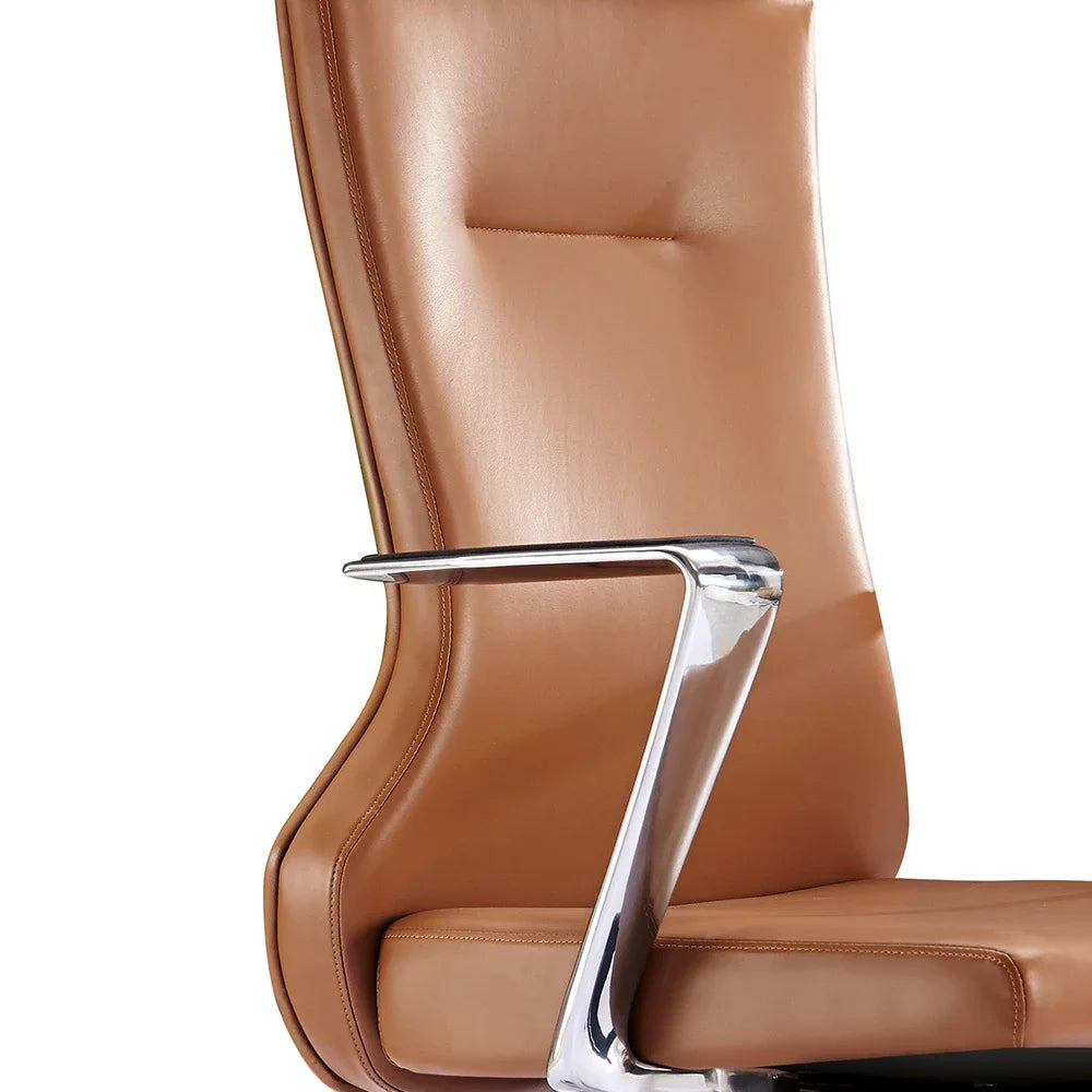 High Quality High Back Luxury Comfortable Genuine Leather Office Chair Boss Manager Chair Leather Reclining Boss Office Chair