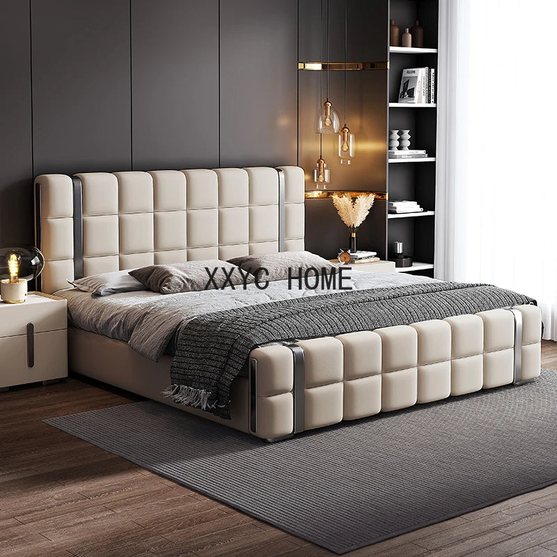 Multifonction Marriage Bed Nordic Aesthetic Modern Double Bed Wood Storage Camas Y Muebles Para El Hogar Luxury Furniture