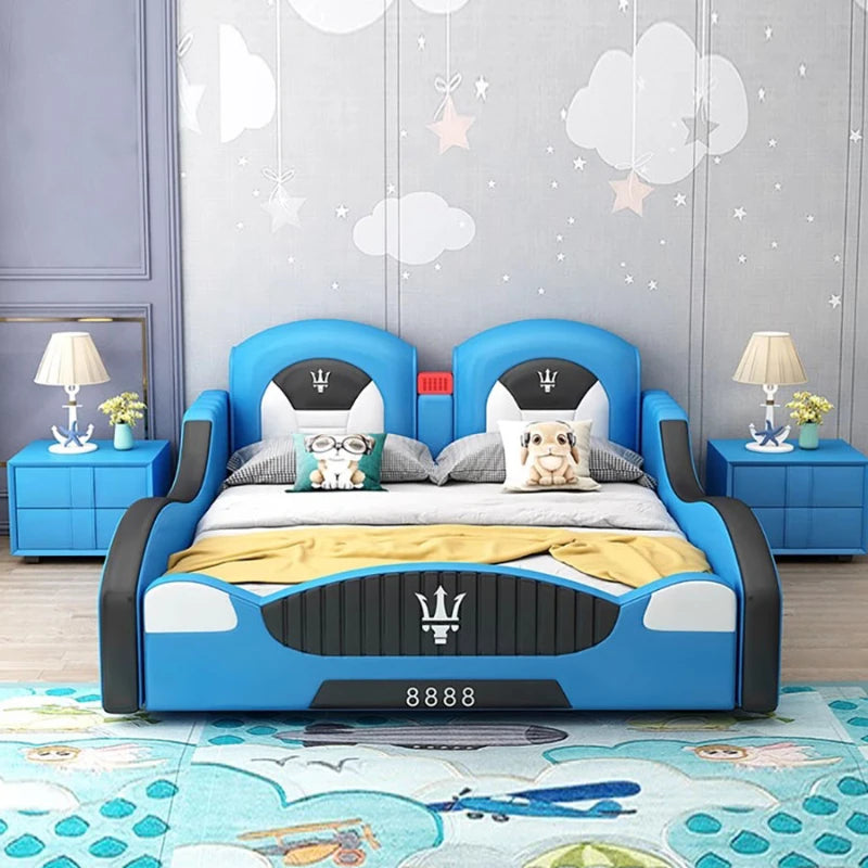 Wood Modern Bed Bases Kids Frames Aesthetic Boys Twin King Car Bed Luxury Children Design Letto Matrimoniale Bedroom Furniture