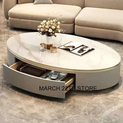 Oval Storage Coffee Table For Living Room Luxury Marble Nordic Coffee Table Modern Design Table Basse De Salon Home Furniture