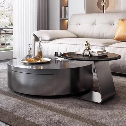 Aesthetic Clear Coffee Table Modern Black Round Marble Round Nordic Side Table Design Floor Hotel Mesa Furniture For Home