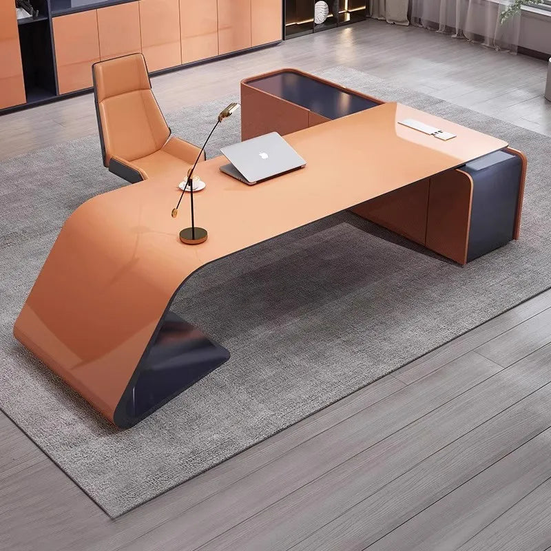 Executive L Shape Work Table Drawers Workstation Counter Office Desk Corner Storage Modern Tavolo Scrivania Ufficio Furniture