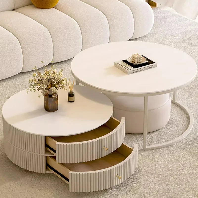 Oval Coffee Table Center White Round Console Modern Table Side Living Room Accent Muebles Para El Hogar Home Decorations