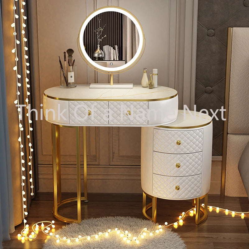 Vanity Dressing Table Mirror Makeup Luxury Drawers Makeup Desk Mobile Organizer Meubles De Chambre Luxury Bedroom Furniture