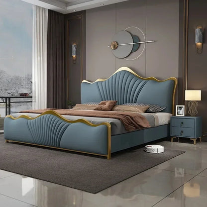 Modern Luxury Bed Queen Double Whitr Wood Headboard Frame Double Bed Boys Sleeping Cama Matrimonio Furniture For Bedroom