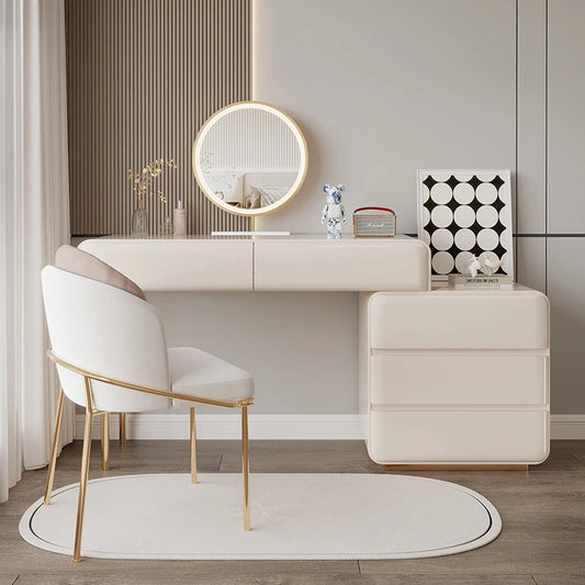 Mirror Luxury Dressing Table Light White Side Drawers Dressing Table Storage Makeup Coiffeuse De Chambre Furniture For Bedroom