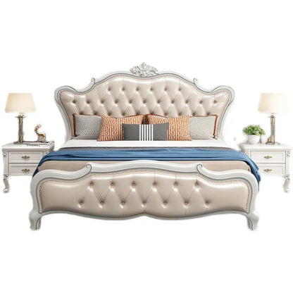 European Luxury Double Bed Modern Whitr King Aesthetic Frame Double Bed High End Sleeping Lit Deux Place Furniture For Bedroom