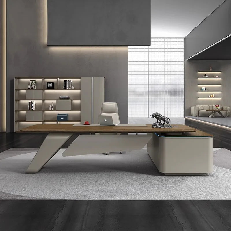 L Shaped Organizer Office Desks Writing Monitor Wood Gaming Executive Office Table Modern Tavolo Da Lavoro Luxury Furniture