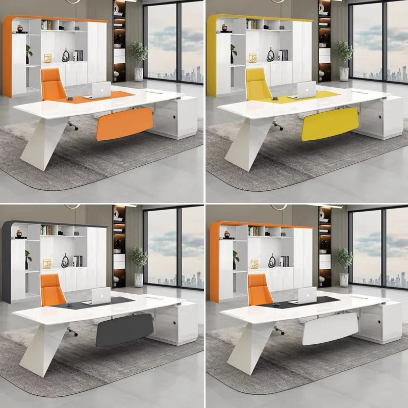 Modern Luxury Office Painting L Shaped Boss Ceo Director Desk Executive Wooden Office Table