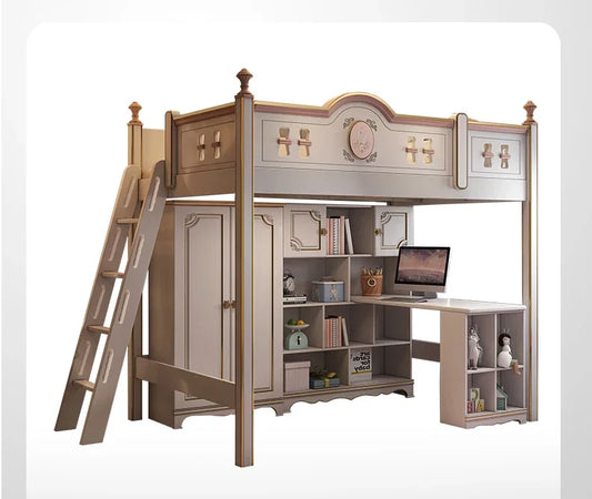 American Noble Children Beds Solid Wood Bunk Girl Large Luxury Children Beds High Kids Camas Dormitorio Bedroom Furniture