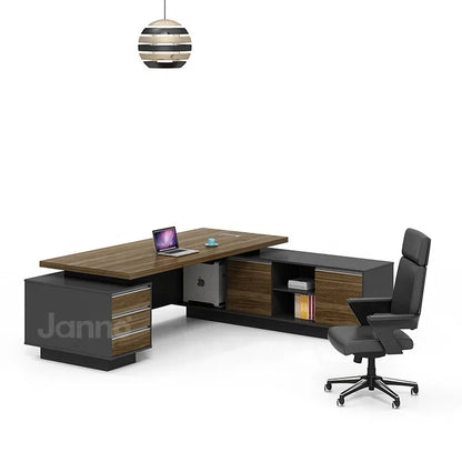 L Shape Design Office Manager Wooden Desk Furniture CEO Desk Black Computer Table Office Desks