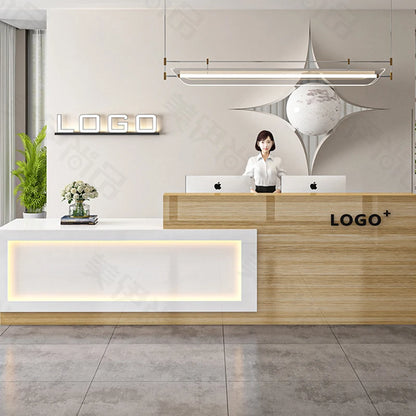 Wooden Stylish Reception Desks Beauty Salon Glamour Checkout Reception Desks Office Modern Mostrador Commercial Furniture