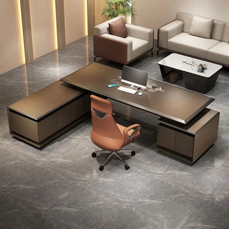 Workstation Drawers Office Desk Writing Reception L Shaped Executive Corner Storage Office Desk Luxury Bureau Meuble Furniture