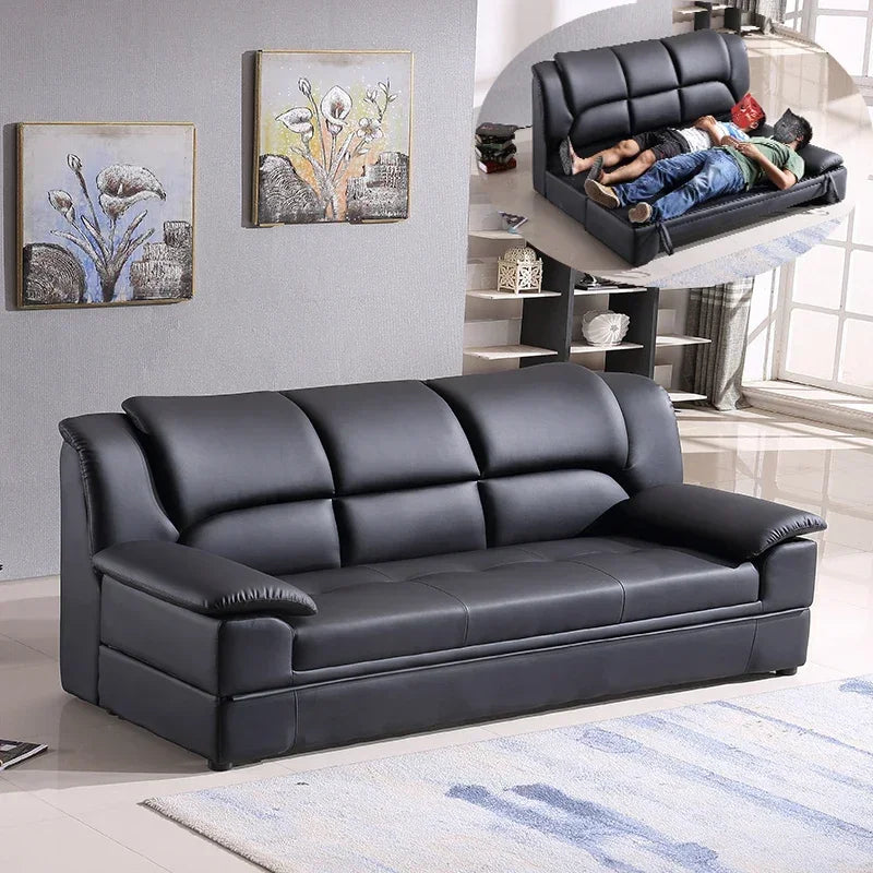 Customized leather sofa bed, dual-use, multi-functional small family, net red, foldable living room, double with storage comb