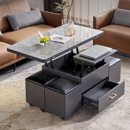 Rectangle Drawers Simple Coffee Table Modern Lift Top Black Marble Coffee Table Nordic Center Design Mesa Auxiliar Furniture