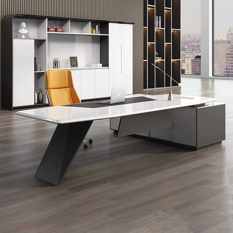 Modern Luxury Office Painting L Shaped Boss Ceo Director Desk Executive Wooden Office Table