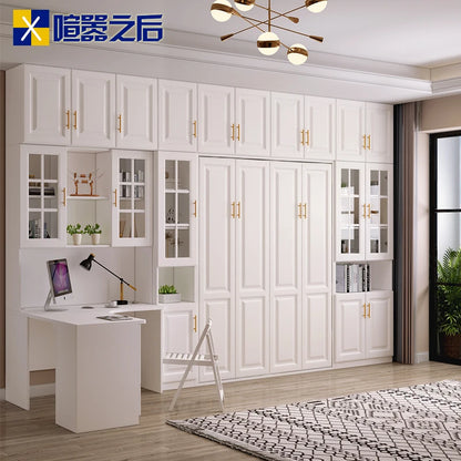 Modern Minimalist Bed Cabinet Integrated Folding Bed Multi-Functional Custom Wall Bed with Top Cabinet