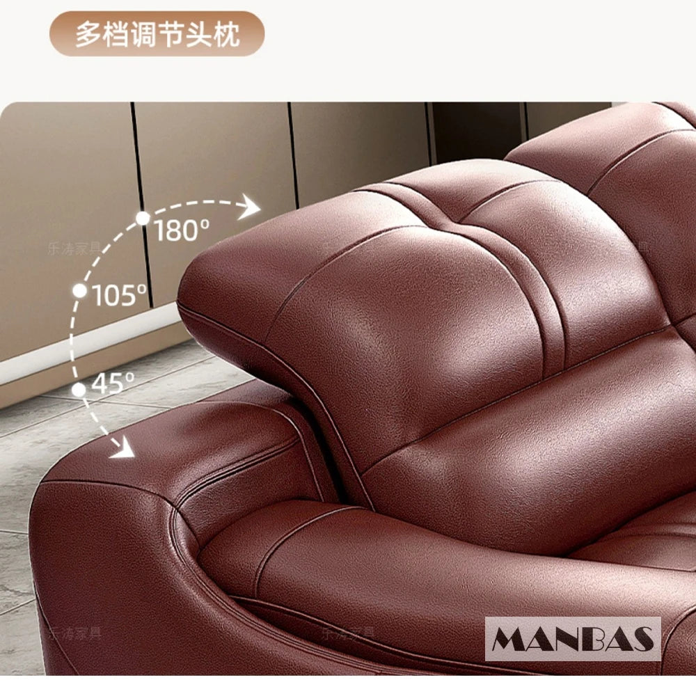 MANBAS Living Room Sofas Italian Genuine Leather Sofa Sets Big Sectional Corner Couch With Adjustable Headrests Home Furniture