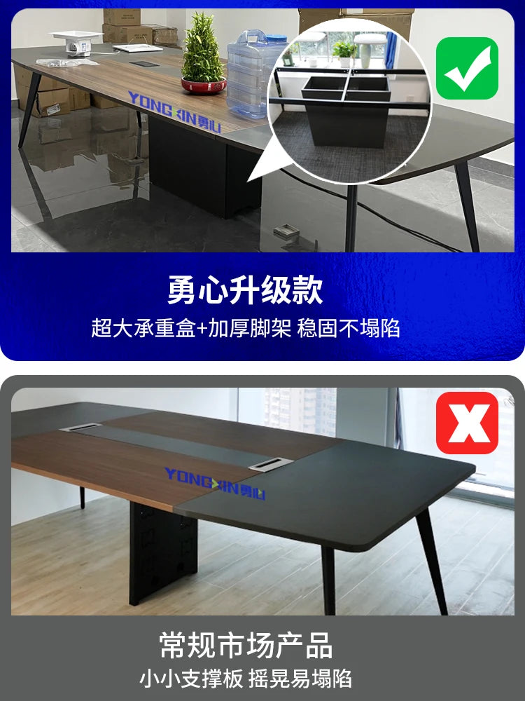 Conference table desk simple modern office furniture strip table ebony color conference room table and chair combination