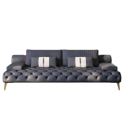 Living Room Furniture Chesterfield Sofa set button tufted leather hotel sofa