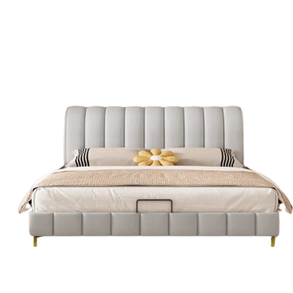 Gray Luxury Kids Double Bed Wood King High End Headboard Frame Double Bed Nordic Sleeping Cama Matrimonio Bedroom Furniture