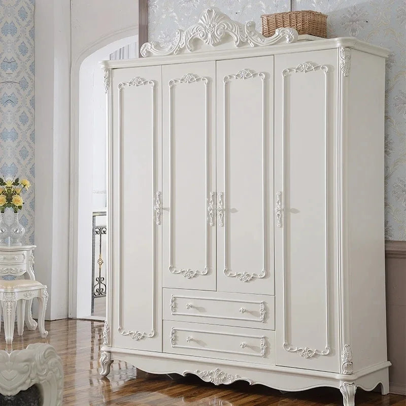 White European Wardrobe Wooden Luxury Queen Size Wardrobe Organizer Waterproof Parfume Szafa Tekstylna Na Furniture For Bedroom