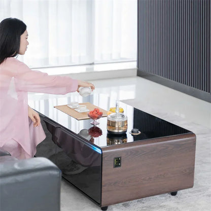 Smart Coffee Table with Dual Door Refrigerator Multifunctional Modern Furniture