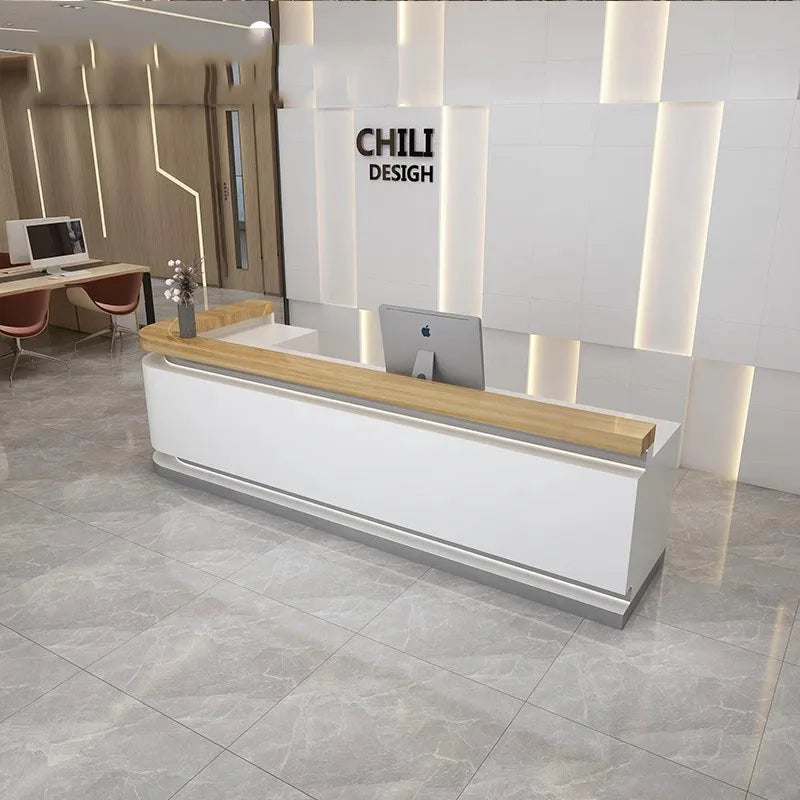 Company Reception Desk Training Class Paint Modern Minimalist Cashier Counter Curved Corner Bar Counter Mostrador Furnitures