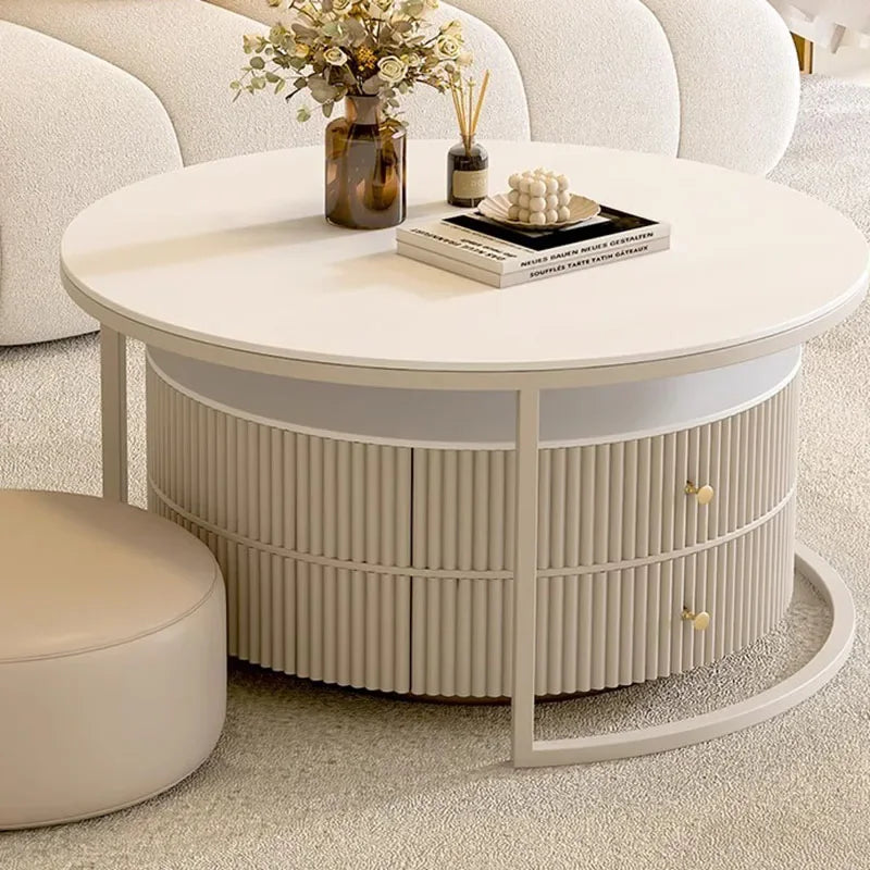 Oval Coffee Table Center White Round Console Modern Table Side Living Room Accent Muebles Para El Hogar Home Decorations