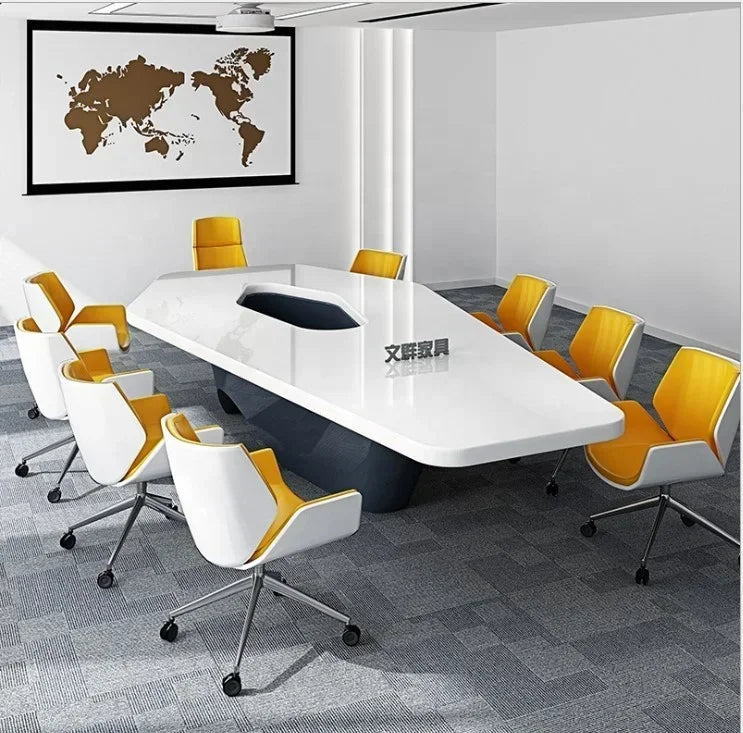 Luxury High Quality Acrylic Solid Surface Top 10 Person White Conference Room Furniture Meeting Quartz Top Desk Table