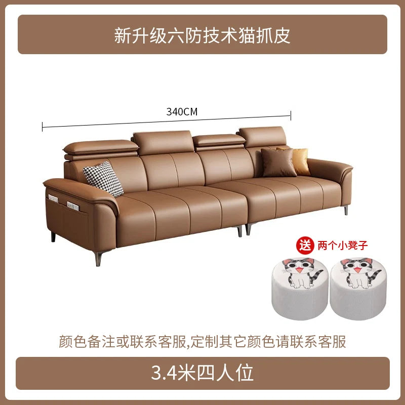 Italian Brown Living Room Sofas Antique Leather Modern Armchair Lazy Sofas Lounges Sleeper Daybed Divano Soggiorno Furniture