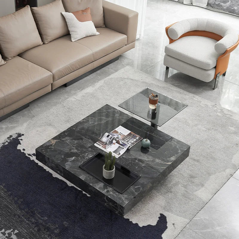 Modern Nordic Living Room Coffee Table Square Design Minimalist Premium Coffee Table Hardcover Marble Table Basse Home Furniture