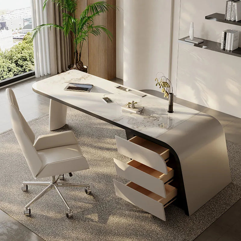 White Modern Office Desks Workstation Drawers Storage Gaming Long Luxury Work Desk Executive Tavolo Scrivania Ufficio Furniture