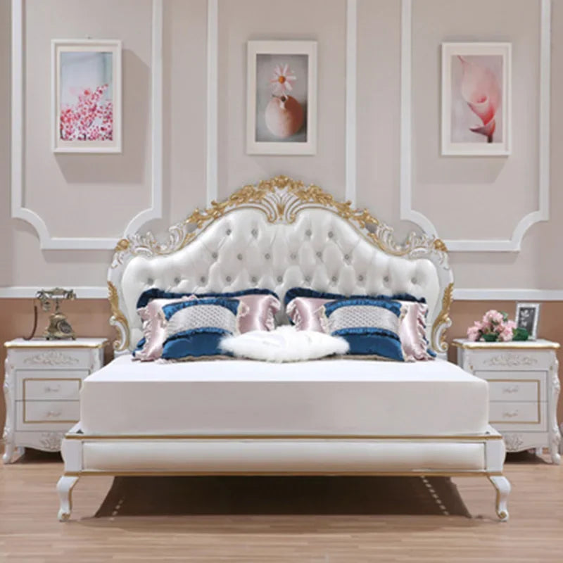 Luxury Kids Double Bed Modern Whitr King Girl Headboard Double Bed Wood Boys Sleeping Letti Matrimoniali Bedroom Furniture