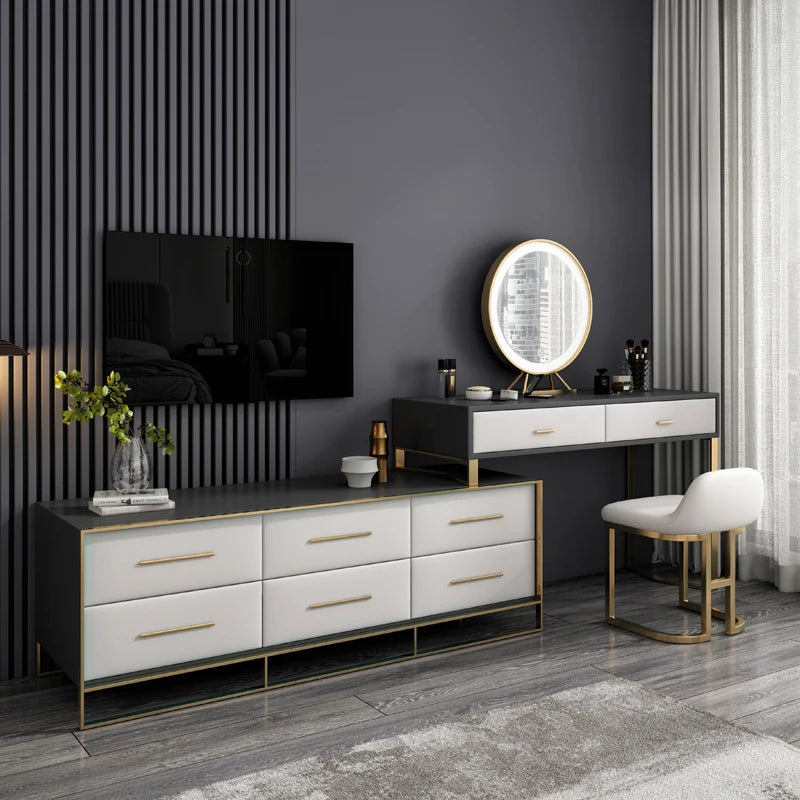 Dresser Nordic Vanity Jewelry Organizer Bedroom Luxury Furniture Black Makeup Table Girls White Dressing Nail Desk Items