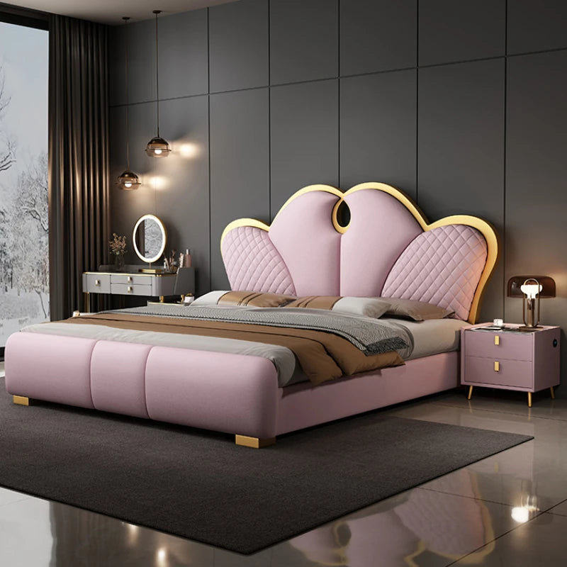 Luxury House Double Bed King Size Modern Nordic Living Room Frame Double Bed Twin Princess Cama Matrimonial Bedroom Furniture