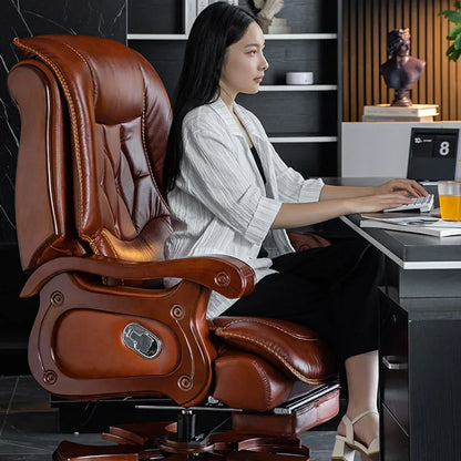 Leather Executive Office Chair Lumbar Back Support Executive Office Chair Computer Comfortable Silla Oficina Home Furniture