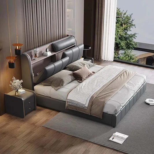 Multifonction Couple Bed Bedroom Organiser King Size Double Bed Modern Luxury Marco De Cama Queen Moderno Nordic Furniture