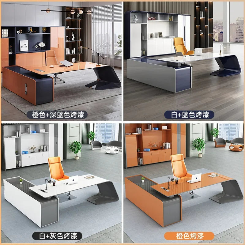 Painted office desk fashion atmosphere computer desk executive desk white table and chair combination