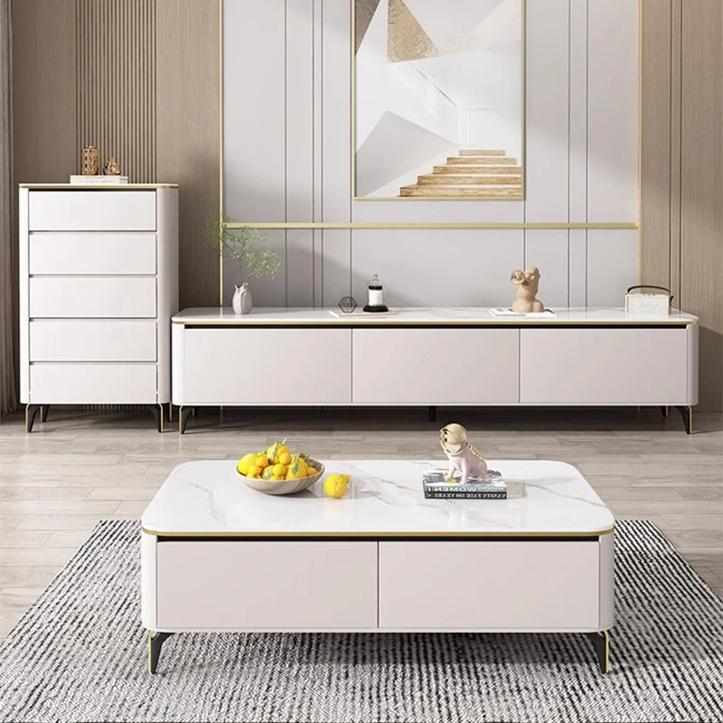 Living Room Storage Furniture Gold Tv Stand White Modern Mid Century Console Hanging Luxury Muebles De Tv Portable Comfortable