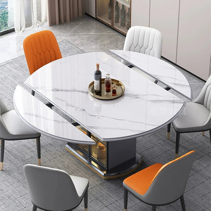 Rock Board Dining Table Modern Simple And Luxurious Household Round Table Expandable Storage Mesas De Jantar Home Furniture